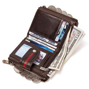 Portefeuille multifonctionnel en cuir véritable, capacité de 20 cartes et 8 billets, haute capacité, anti-vol, <span class=keywords><strong>fenêtre</strong></span> pour carte de crédit, accès rapide - Product Image 4