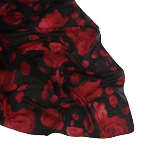 Pañuelo largo de lujo con estampado de rosas rojas, de poliéster, algodón y viscosa, para mujer, hiyab islámico de 180*80 cm. - Product Image 2