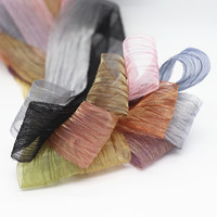 Pita Organza Warna Impian, Pita Organza Lipit untuk Rambut Pita DIY Bahan Buatan Tangan 8MM