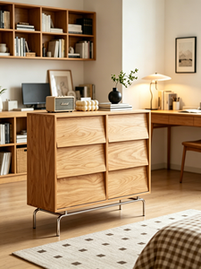 Modern Solid Wood 4-Drawer <b>Chest</b> Cabinet with Slab Door Design for Living Room <b>Storage</b> - Product Image 6