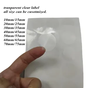 Selo de segurança permanente transparente redondo de 1 polegada, etiquetas, folha, vedação de caixa