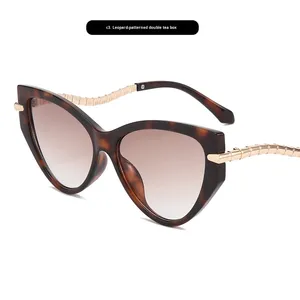 Ty 2384 2025 New châu âu mỹ thời trang Cat Eye UV400 đầy đủ Khung kính mát phụ nữ cá tính chuỗi cao cấp hợp thời trang - Product Image 4