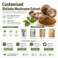LongBio Extracto de Hongo Shiitake en Polvo (Lentinus Edodes) Cuerpo Fructífero Extraído con Agua Caliente 30% Polisacáridos Grado Alimenticio