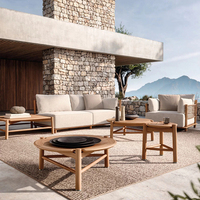 Ensemble de canapés de jardin modulaires en teck massif, table basse imperméable, meubles modernes durables et écologiques pour appartements