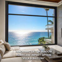 Ventana Panorámica Vertical Motorizada con Elevación Eléctrica, de Aleación de Aluminio, con Control Remoto, Resistente a Huracanes, Moderna, para Balcón de Hotel o Villa