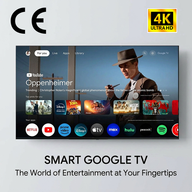 Smart TV Frameless 32"-85" 4K Ultra HD Android14 15 16 Google 5.0 BOE A-grade Multiple OS Wholesales Black Color WiFi Home TV