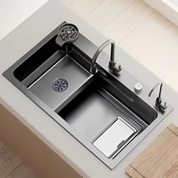 Évier simple en acier inoxydable de 4 mm d'épaisseur, fait main, anti-rayures, avec filtre à déchets intégré, pour la vaisselle domestique - Vente chaude