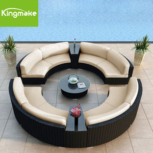 الأكثر مبيعًا أثاث مستدير من الخوص الروطان أرائك حدائق خارجية مقطعية للبيع - Product Image 2