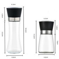 Moulin à sel et à poivre en céramique de bonne qualité, portable, 190 ml, avec couvercle transparent, moulin à herbes et épices pour la cuisine