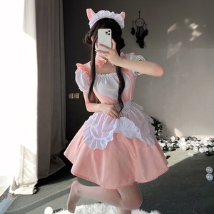 Vestido de Sirvienta Rosa Estilo Lolita, Vestido de Sirvienta Suave Rosa, Conjunto de Disfraces Kawaii para Cosplay, Disfraces de Cómic para <span class=keywords><strong>Mujer</strong></span> - Product Image 1