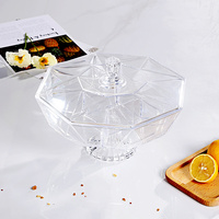 Bol à fruits en acrylique floral écologique de luxe Vitrine à 5 pétales en cristal transparent Couvercle à pression Élégante assiette de fruits polie