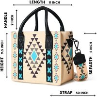 Tas jinjing wanita Boho kanvas Aztec bordir dekorasi penutup ritsleting tas tangan dompet Bahu kartun dapat digunakan kembali