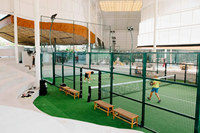 Prix d'usine, vente en gros, terrain de padel panoramique intérieur/extérieur PW MC-003, 20m*10m, verre trempé de 12mm, revêtement galvanisé, trempage à chaud