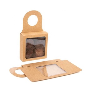 Custom Kraft With Window Folding Wine Hanger Birthday Wedding Party Take Away Gift Boxes With Handle