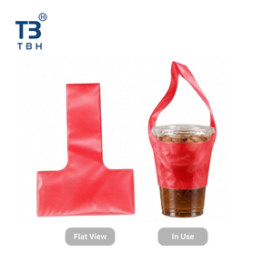 Sac de transport jetable en plastique type T pour boissons, avec poignée rouge, pour un seul gobelet, idéal pour les plats à emporter – Vente directe usine, support OEM - Product Image 2