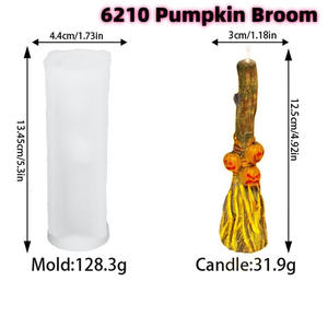 Moule à bougie pour balai <span class=keywords><strong>de</strong></span> sorcière Moule à pilier fait à la main Fouet <span class=keywords><strong>de</strong></span> sorcellerie Balais avec crâne <span class=keywords><strong>de</strong></span> citrouille Moule à bougie spirituelle rituelle magique - Product Image 4