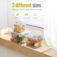 Keuken Vriezer Koelkast Voedselcontainer Organizer Sets Eco-vriendelijke PET Plastic Flexibel BPA Vrij Waterdicht Stapelbaar Opbergset