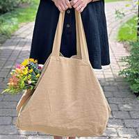 Grand sac en lin d'épicerie réutilisable naturel personnalisé sac fourre-tout pliable pour le shopping emballage promotionnel