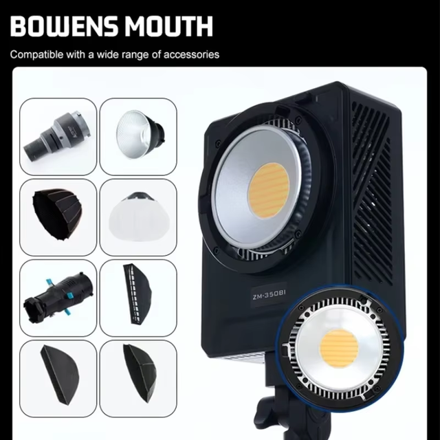 YINGBANG ZSYB ZM-350Bi 300W Bi-Color COB LED Video Light, Bowens Mount, 2700K-6500K, CRI 94+,TLCI 98 0-100% Dimming, App Control