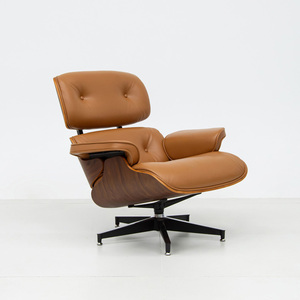 Fauteuil de relaxation individuel en cuir de style moderne, pivotant, avec repose-pieds, pour salon, balcon, marron, fauteuil de sieste - Product Image 2