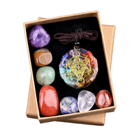Caja de Regalo de Piedras Curativas de 7 Chakras, Ecológicas, Pulimentadas y Grabadas, Cristal Natural de Forma Irregular, Energía Curativa, Venta al Por Mayor