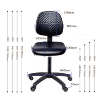 Tabouret de travail ESD pivotant avec design ergonomique, anneau de repose-pieds inférieur, construction en cuir/tissu/polyuréthane et acier chromé