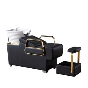 Luxury-simplified style hair washing <b>bed</b> for hair salons Hair salon with ceramic basin for rinsing hair Semi-reclining water - Product Image 2