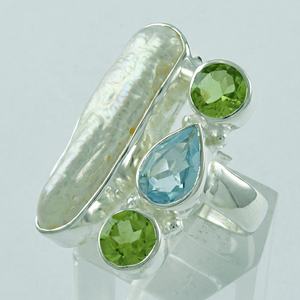 Bague réglable multi-pierres en argent sterling 925 faite à la main style classique pour grossiste de mariage et de fête en Inde - Product Image 3