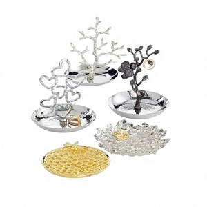 Set of 3 different size metal jewelry stand tree design gold color women jewelry stand for home decor accessories - Product Image 1