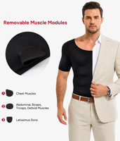 Camiseta Moldeadora de Músculos Simulados para Hombre, Camiseta Invisible con Efecto de Abdominales, Ajuste Delgado, Control de Abdomen, Manga Corta, Camiseta Base Diaria para Hombre
