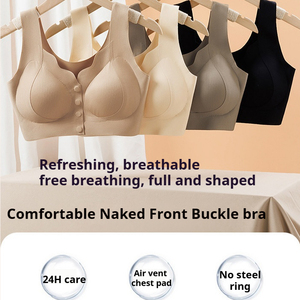 Hermoso sujetador de pecho Bralette tamaño de Copa grande sin costuras BH botón rayas mujeres sujetador conveniente hebilla frontal sujetador para mujer - Product Image 5