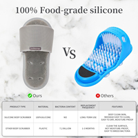 Nouveau Silicone pantoufles ventouse brosse douce Massage pied pantoufles pied nettoyant produits de bain pour nettoyer en profondeur les soins des pieds 1pc