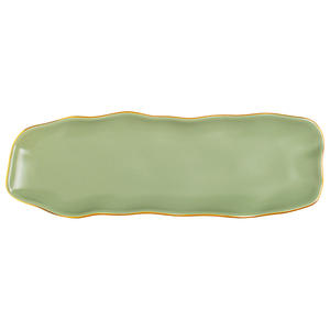 2025 assiettes en céramique de porcelaine nordique Style de luxe léger assiette à <span class=keywords><strong>Sushi</strong></span> irrégulière bordure dorée plat rectangulaire assiette en céramique Prato - Product Image 5