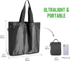 Sac fourre-tout léger et pliable, résistant à l'eau, sac d'épicerie pliable, sac de courses réutilisable en nylon - Product Image 4