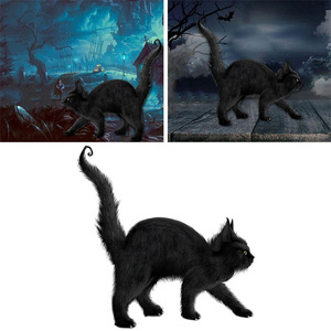 Peluche de chat noir réaliste en polyéthylène, 40 cm, grand accessoire de Cosplay, en forme d'animal dur, jouet effrayant, nouveauté - Product Image 4