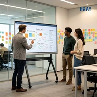 Pizarra Interactiva Inteligente HRAY de 98 Pulgadas, 350 Cd/ ㎡   Brillo 178 °   Amplio Ángulo de Visión, Personalización OEM y ODM Disponible