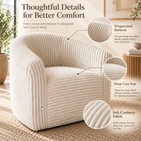 Fauteuil d'appoint moderne en velours côtelé souple sculpté avec dossier incurvé et assise profonde, idéal pour appartement et hôtel, amovible