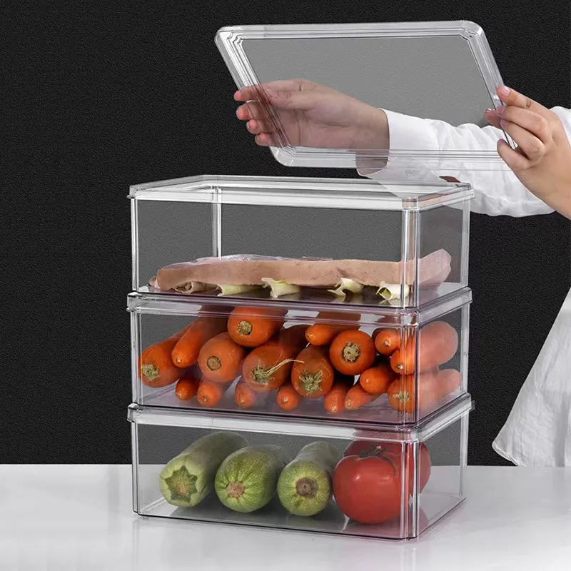 New Popular Kitchen Cabinet Customized Fridge Container With Locking Lid Organizing Snacks Vegetable Storage Box
