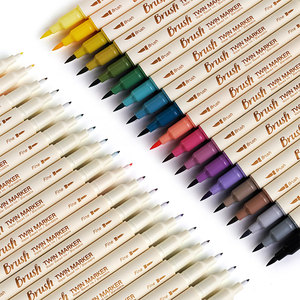 <span class=keywords><strong>Set</strong></span> di Pennarelli Morbidi a Doppia Punta Non Tossici, Penna Fine e Pennello per Calligrafia in Colori Retrò per Scuola e Aula - Product Image 6