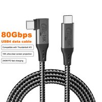 TUTI Kabel Data USB4 Sudut 90 Derajat Kabel USB C-C Transmisi Video 8K60Hz Pengisian Cepat 240W Transfer Data 40Gbps