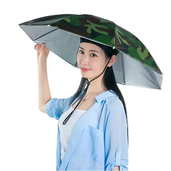 69 cm cabeza paraguas sombrero paraguas para pesca senderismo playa camping  cabeza sombreros al aire libre a prueba de sol