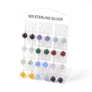 Clio beads Sterling Silber Schmuck November Geburts stein Tigerauge runde Perlen Französisch Haken Ohrringe für Frauen mit kurzen Haaren