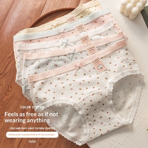 Culottes pour femmes 10A en coton tricoté antibactérien, taille mi-haute, style hipster, couleur unie, pour usage quotidien, respirantes, confortables, avec entrejambe long et élastique - Product Image 1