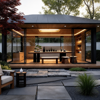 Gazebo en aluminium avec toit rigide, revêtement poudré, 4x5 mètres, extérieur, avec porte coulissante et écran d'intimité pour jardin, villa et complexe hôtelier