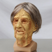 Masque réaliste de femme âgée avec perruque, en caoutchouc souple et latex, pour mascarade, masque amusant de femme âgée, masque intégral pour costume, masque de fête amusant