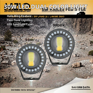 مزدوج اللون أدى ضوء كشاف الوفير سقف ضباب ، أبيض Amber لدراجة نارية أمامية SUV ATV UTV - Product Image 3