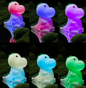 Cute Dinosaur <b>LED</b> Fancy Small Silicone <b>Night</b> <b>Light</b> with 7 Color <b>Lights</b> for Baby Nursery and Kids Bedroom Lamp - Product Image 3