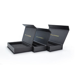 Rigid Paperboard Magnetic Closure Gift <b>Box</b> with Gold Foil Embossing Recyclable Luxury Black Cardboard Perfume Face Cream <b>Bottles</b> - Product Image 2