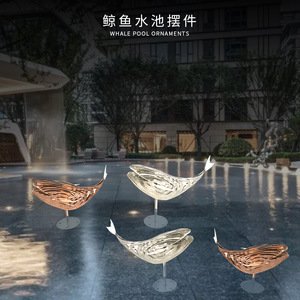 Stainless Steel Whale Pool Ornament Mirror Surface 380x210x320mm Outdoor Floor Mount Animal Sculpture for Garden Hotel Pool - Product Image 4