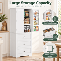 Buffet de rangement haut moderne blanc à 4 portes en mélaminé pour cuisine, salle à manger, mobilier de maison - Vente en gros